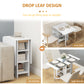 HOMCOM Folding Dining Table with Storage, Drop Leaf Kitchen Table for Small Spaces, White