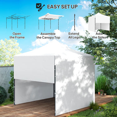 Outsunny 10' x 10' Pop Up Canopy Tent with Awning and Sidewalls, Instant Sun Shelter with Wheeled Bag and Sand Bags