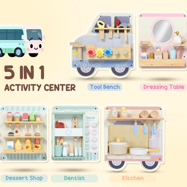 Qaba Wall Busy Board, 5 Activities Sensory Wall Toy for Playroom Nursery Classroom, for Kids 3+ Years