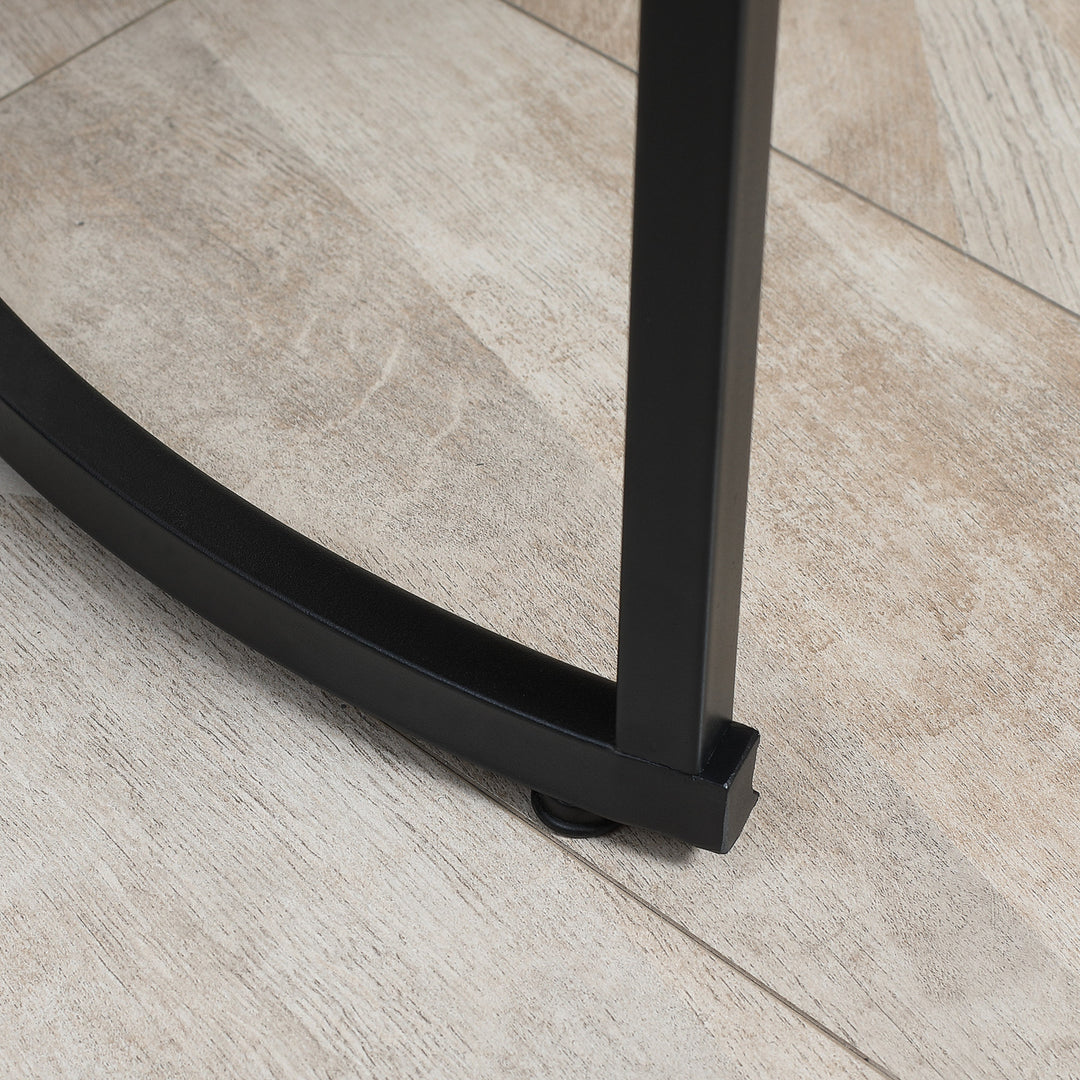 HOMCOM Nesting Coffee Tables Set of 2, Round Coffee Table with Metal Frame, Living Room Tables, Grey Wood Grain