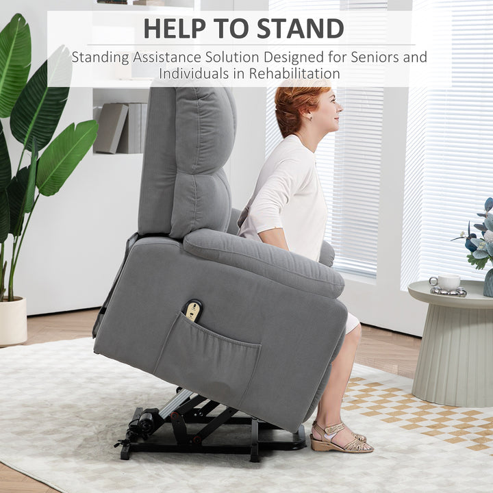 HOMCOM Lift Chair for Seniors, Microfibre Upholstered Electric Recliner Chair with Remote, Quick Assembly, Grey