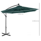 Outsunny 10ft Outdoor Cantilever Umbrella Patio Solor Banana Umbrella with Lights Adjustable Angle for Patio Backyard Dark Green