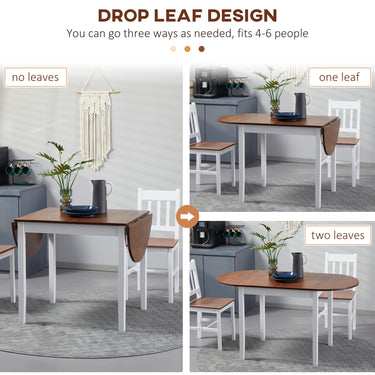 HOMCOM Solid Wood Kitchen Table, Drop Leaf Tables for Small Spaces, Folding Dining Table, Brown