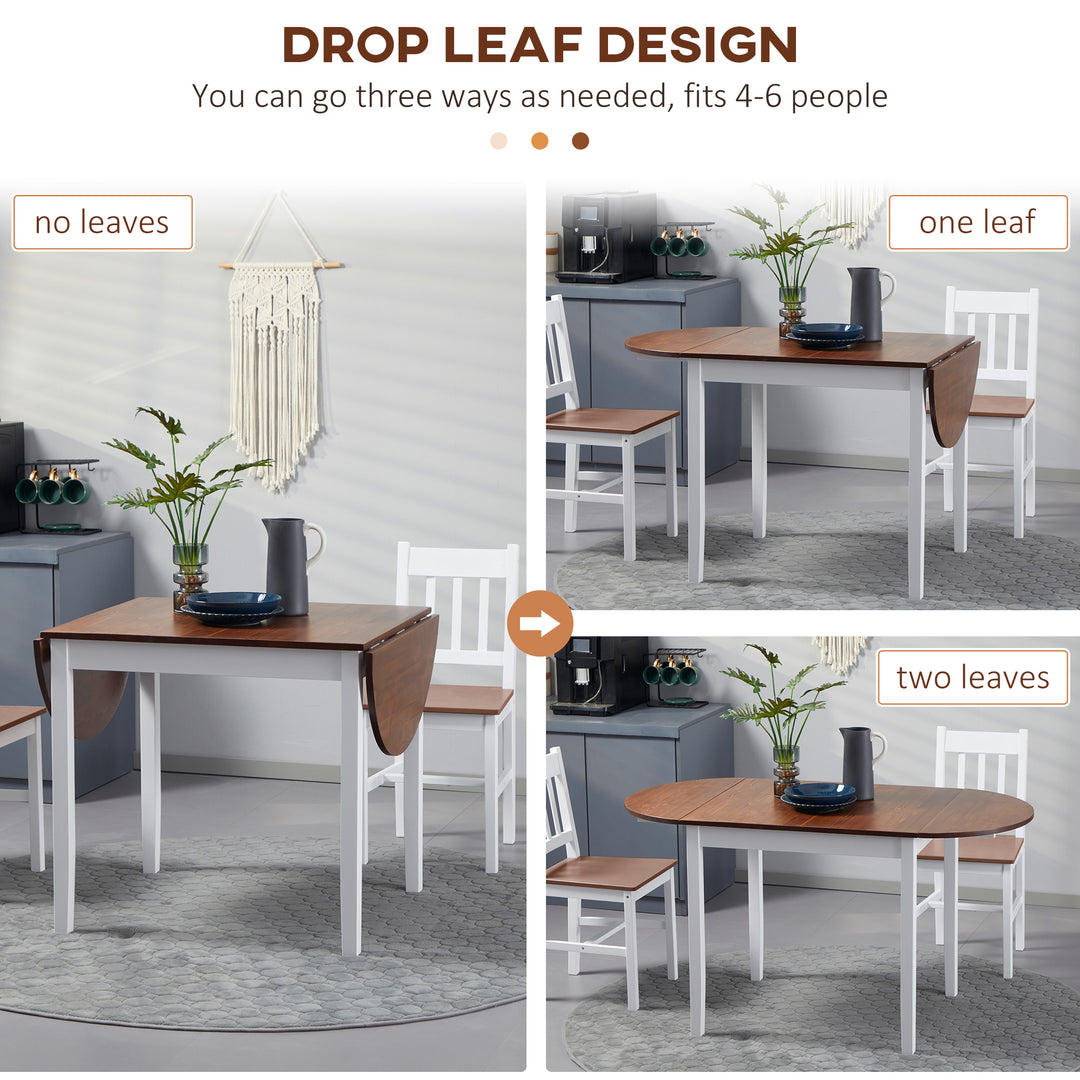 HOMCOM Solid Wood Kitchen Table, Drop Leaf Tables for Small Spaces, Folding Dining Table, Brown