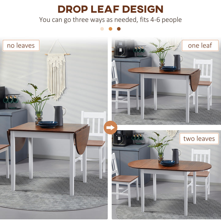 HOMCOM Solid Wood Kitchen Table, Drop Leaf Tables for Small Spaces, Folding Dining Table, Brown