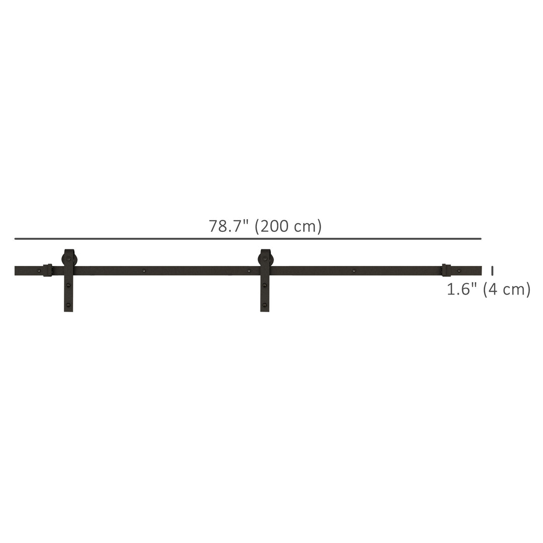 HOMCOM 6.6FT CARBON STEEL Sliding Wood Barn Door Hardware Track Set Door System Carbon Steel J Shape Roller