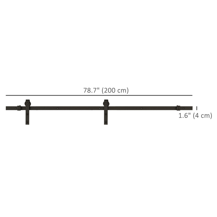 HOMCOM 6.6FT CARBON STEEL Sliding Wood Barn Door Hardware Track Set Door System Carbon Steel J Shape Roller