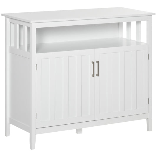 HOMCOM Sideboard Buffet Server Storage Cabinet Console Table with 2 Doors and Adjustable Shelves for Kitchen & Dining Room, White