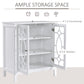 HOMCOM Sideboard Cabinet, Buffet Table with Double Framed Glass Doors, 2 Adjustable Shelves and Elevated Base White