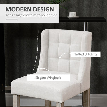 HOMCOM Modern Counter Bar Stools Tufted Upholstered Counter Chairs Set of 2 for Kitchen, Beige