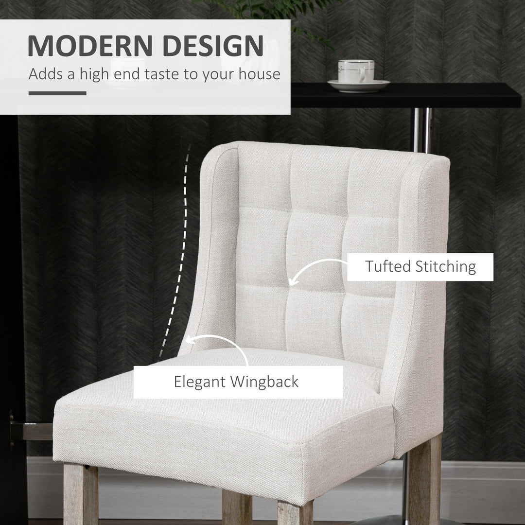 HOMCOM Modern Counter Bar Stools Tufted Upholstered Counter Chairs Set of 2 for Kitchen, Beige