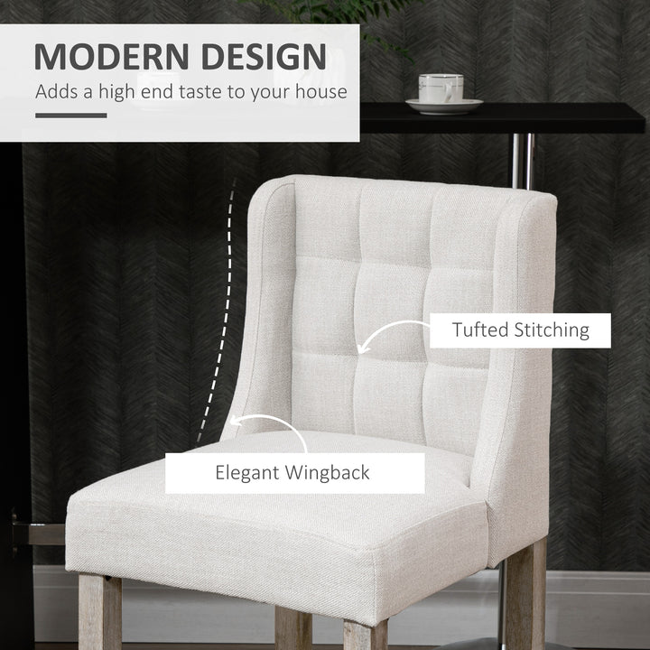 HOMCOM Modern Counter Bar Stools Tufted Upholstered Counter Chairs Set of 2 for Kitchen, Beige