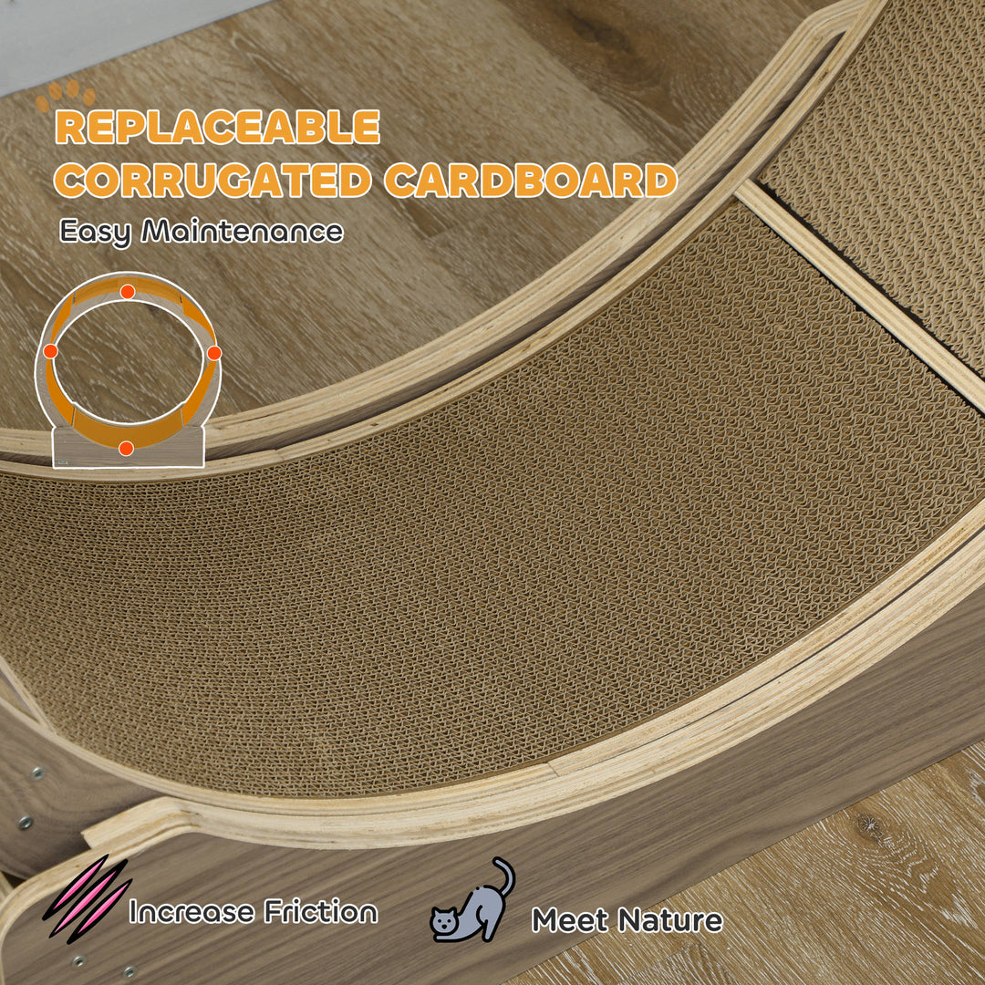 PawHut 36" Cat Wheel for Indoor Cats with Brake, Scratching Pads, Oak