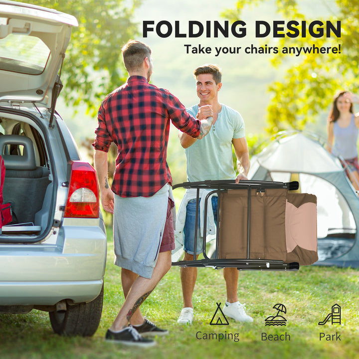 Outsunny Folding Rocking Chair Set of 2 Padded Rockers with Armrest, Navy Blue