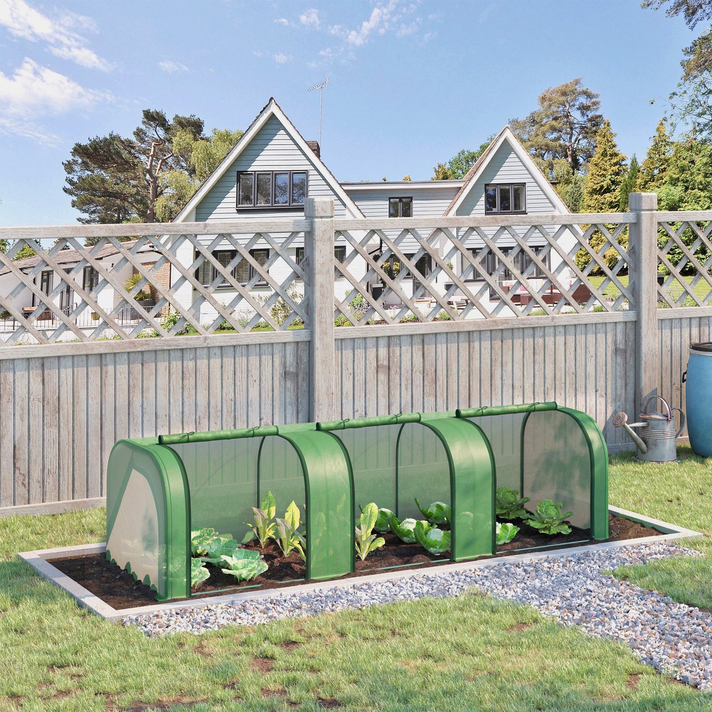 Outsunny 138"x39"x32" Transparent PVC Mini Tunnel Greenhouse Garden Green Grow Shed Portable Plant Flower Warm House Steel Frame Zipped Doors