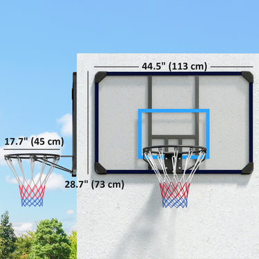 Soozier Wall Mounted Basketball Hoop, Mini Hoop with 45" x 29" Shatter Proof Backboard, Durable Rim and All-Weather Net for Indoor and Outdoor Use