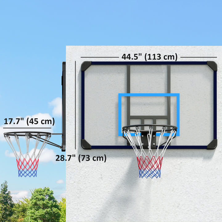 Soozier Wall Mounted Basketball Hoop, Mini Hoop with 45" x 29" Shatter Proof Backboard, Durable Rim and All-Weather Net for Indoor and Outdoor Use