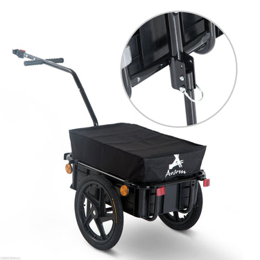 Aosom Bicycle Cargo Trailer 16 inch Air Wheel Wagon Trailer with Suitcase Large Capacity Enclosed Stroller Wagon - Black
