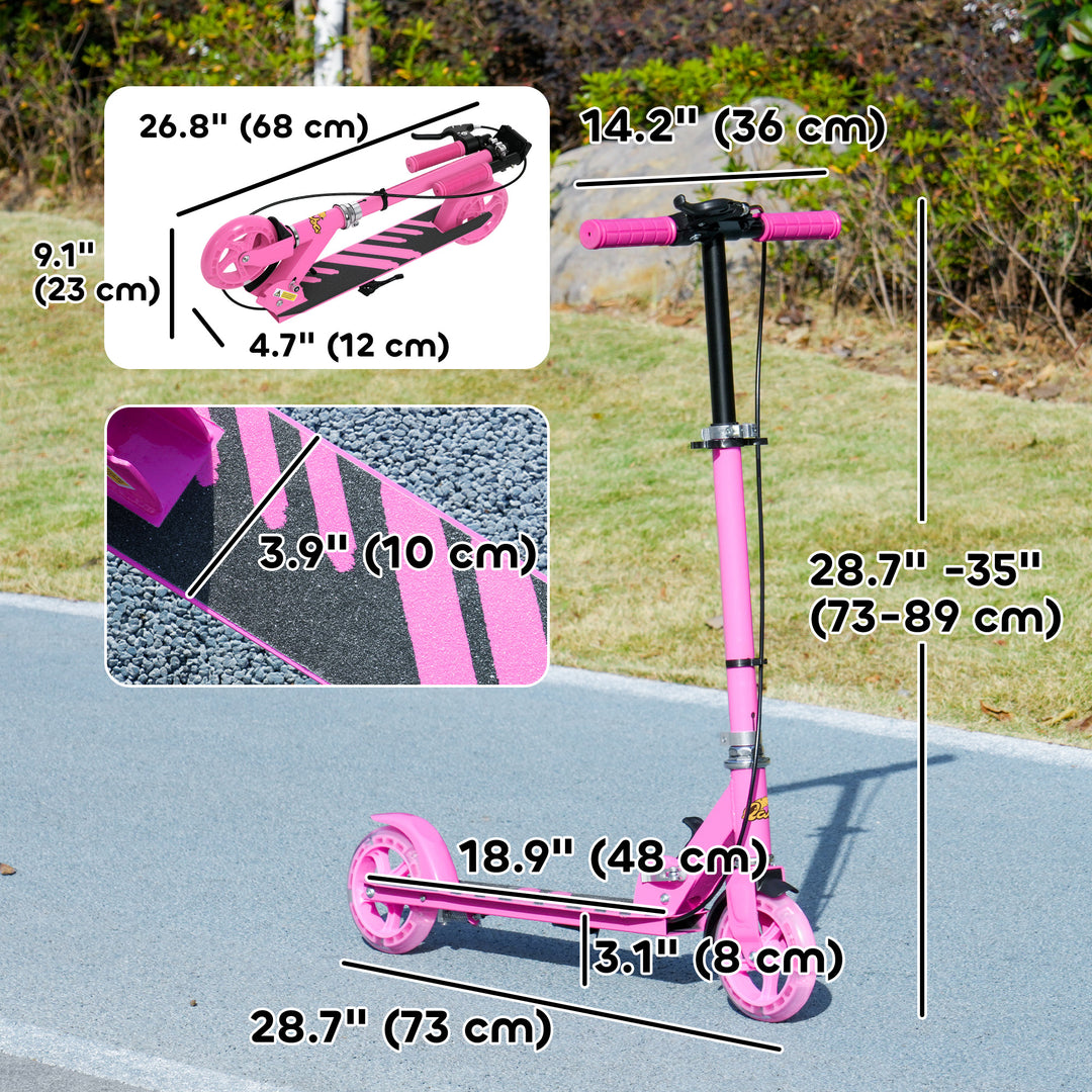Qaba Scooter for Kids Ages 3-8 with Light Up Wheels, Adjustable Handlebar, Rear Brake & Handbrake for Girls and Boys, Black