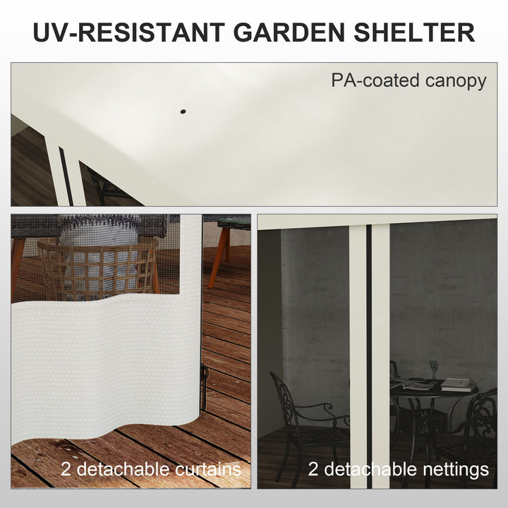 Outsunny 10' x 13' Wall Pergola, Outdoor Gazebo with 2 Curtains and 2 Nettings, UV Resistant, for Patio, Deck, Dark Grey