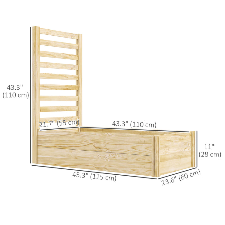 Outsunny Wood Planter Box with Trellis for Climbing Plants, Raised Garden Bed for Outdoor Flowers Herbs, 91"x24"x43", Natural