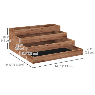 Outsunny 4-Tier Raised Garden Bed, Vertical Wooden Elevated Planter Box Kit with Liner for Vegetable, Flower, Herb, Dark Brown