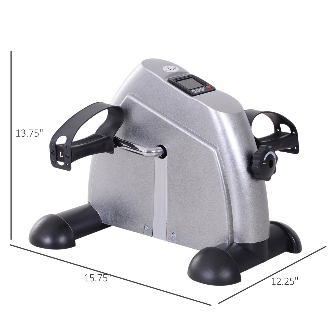Soozier Portable Mini Pedal Exercise Bike Indoor Cycle Fitness Arm Leg w/ LCD Display, Silver