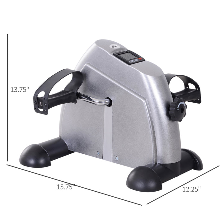 Soozier Portable Mini Pedal Exercise Bike Indoor Cycle Fitness Arm Leg w/ LCD Display, Silver