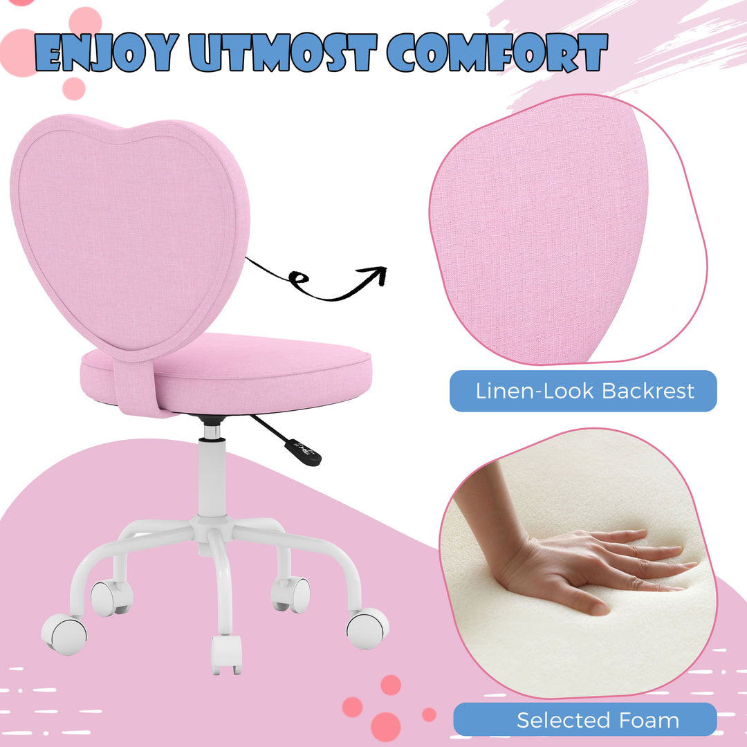 HOMCOM Heart Love Shaped Back Design Office Chair with Adjustable Height, Pink