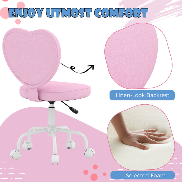 HOMCOM Heart Love Shaped Back Design Office Chair with Adjustable Height, Pink