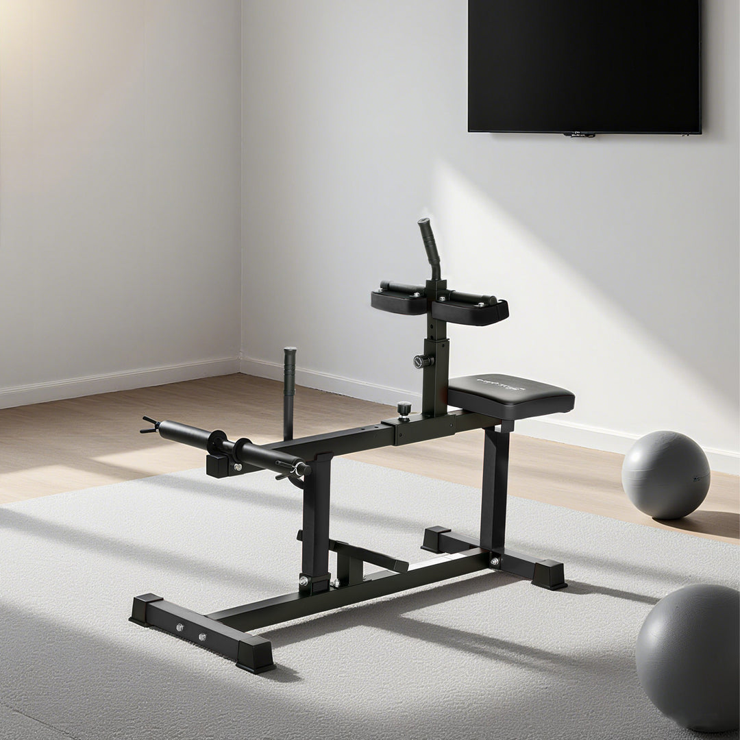 Soozier Adjustable Seated Calf Raise Machine, Steel Leg Press Machine, Strength Training Gym Equipment for Legs, Waist And Arms, Black