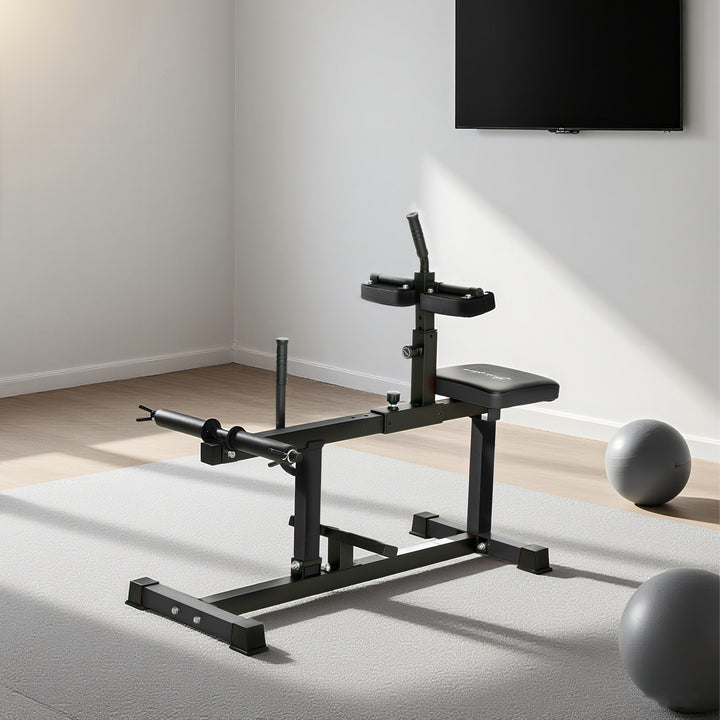 Soozier Adjustable Seated Calf Raise Machine, Steel Leg Press Machine, Strength Training Gym Equipment for Legs, Waist And Arms, Black