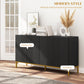 HOMCOM Sideboard Storage Cabinet with Adjustable Shelves, Soft-Close Doors, Kitchen Buffet Cabinet for Dining Room, Black