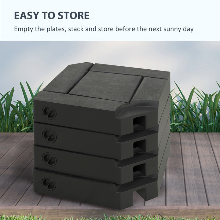 Outsunny 4PCs Patio Umbrella Base, Water or Sand Filled Cantilever Umbrella Weights for Cross Base with Handles, HDPE