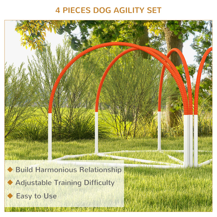 PawHut Dog Agility Kit Pet Obstacle Course Training Equipment Outdoor with Weave Poles, Carry Bag, Orange