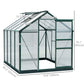 Outsunny 6' x 10' x 6.6' Polycarbonate Greenhouse, Walk-In Green House Kit Garden, Plants Grow, Galvanized Sheet Aluminum Frame with Rain Gutter, Vents and Sliding Door, Green
