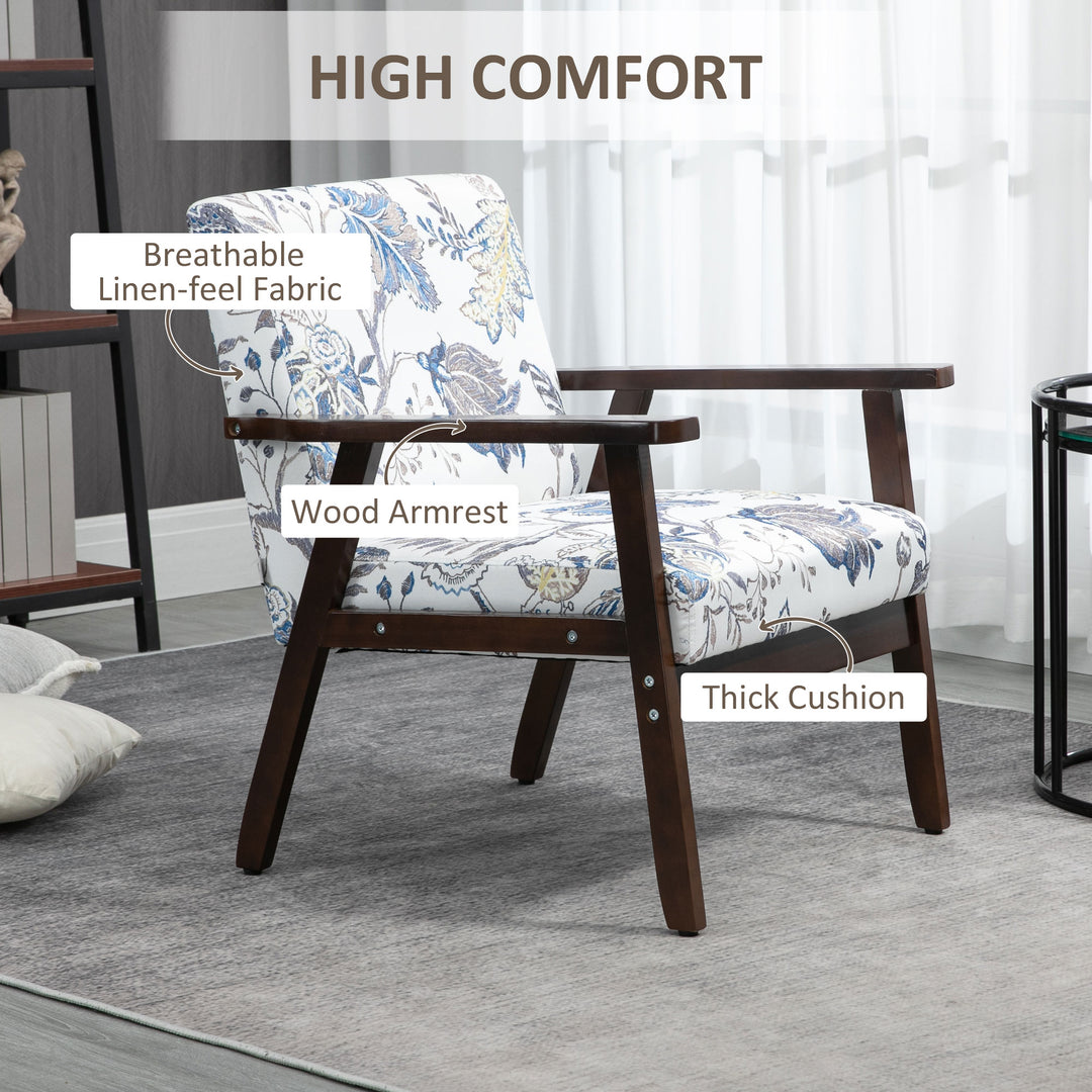 HOMCOM Modern Accent Chairs with Cushioned Seat, Upholstered Linen-Feel Armchair for Bedroom, Living Room, Dark Gray