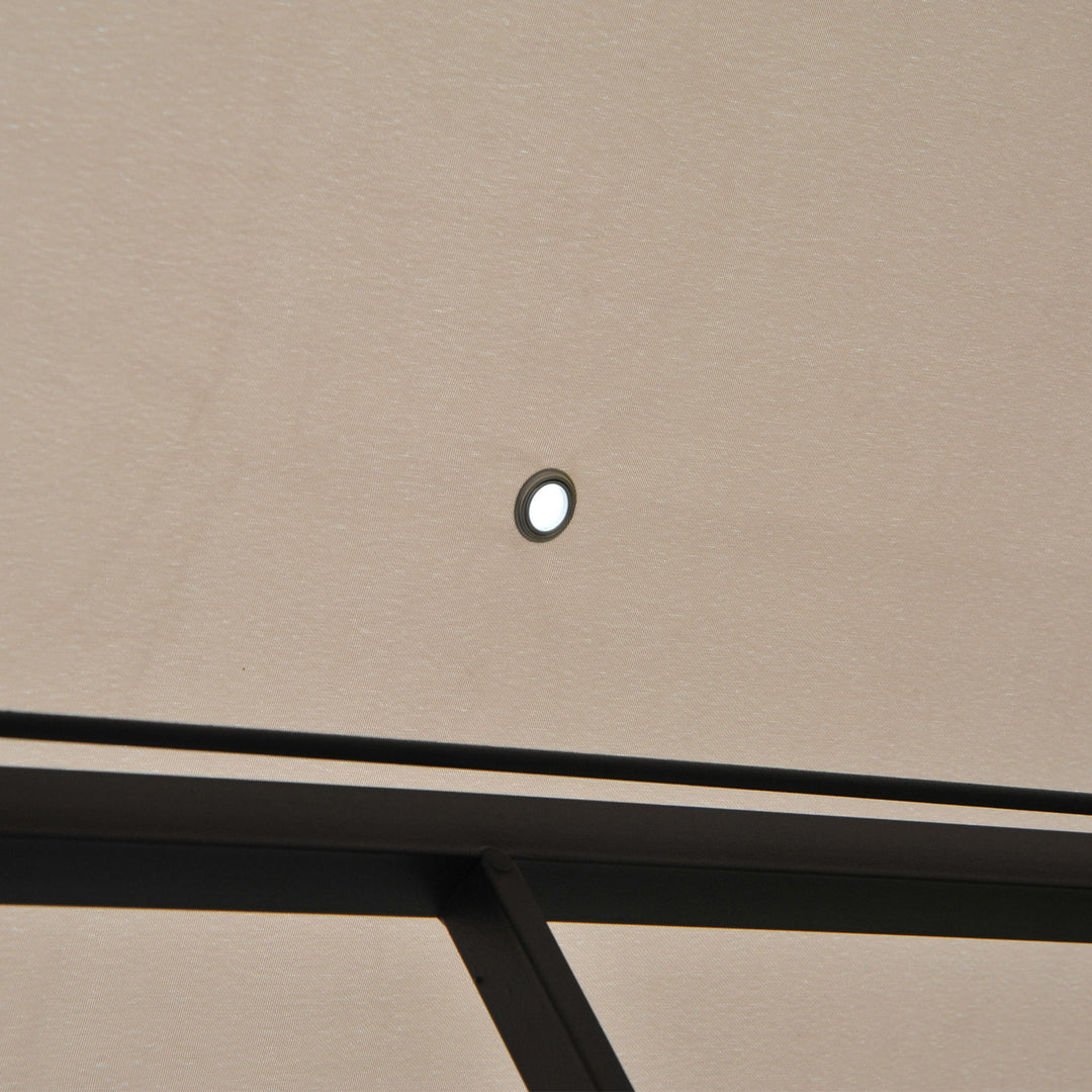 Outsunny 10' x 10' Double Tier Garden Gazebo Canopy Outdoor Sunshade Tent Water-Resistant Anti-UV Roof with Metal Frame and Mesh Sidewalls, Beige