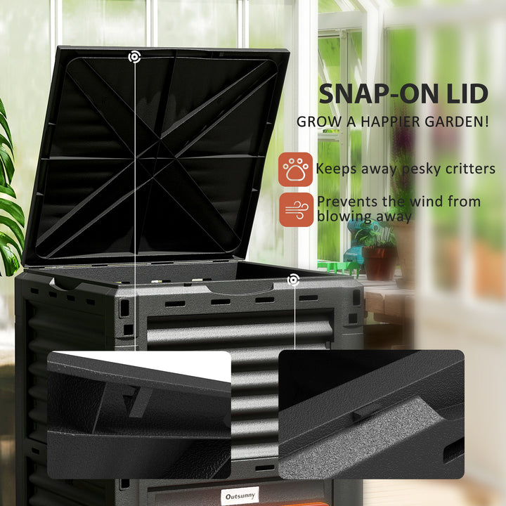 Outsunny Outdoor Compost Bin Garden Container, Fast Creation of Fertile Soil Aerating Compost Box, 80 Gallon, Orange