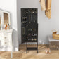 HOMCOM Free Standing Armoire Organizer, Lighted Mirrored Jewelry Cabinet w/ Angle Adjustable & 16 LED Lights Warm White
