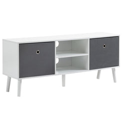 HOMCOM Modern TV Stand Cabinet with Foldable Drawers and Shelves for Living Room, Bedroom, White