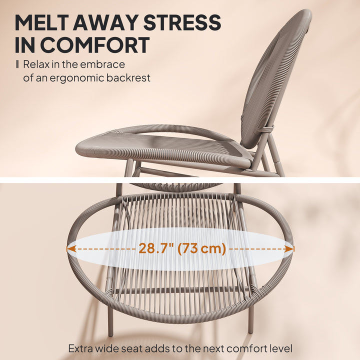 Outsunny Rattan Bistro Set, 3 Pieces Wicker Patio Furniture Set, Acapulco Chairs and Steel Table for Porch, Balcony, Black