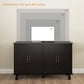HOMCOM Kitchen Sideboard Cabinet with 4 Barn Doors and 2 Adjustable Shelves, Buffet Table for Living Room, Hallway, Black