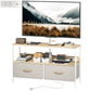 HOMCOM TV Stand with Charging Station, TV Table with 2 Foldable Linen Drawers and Open Shelf for 47 Inch TV, Rustic Brown