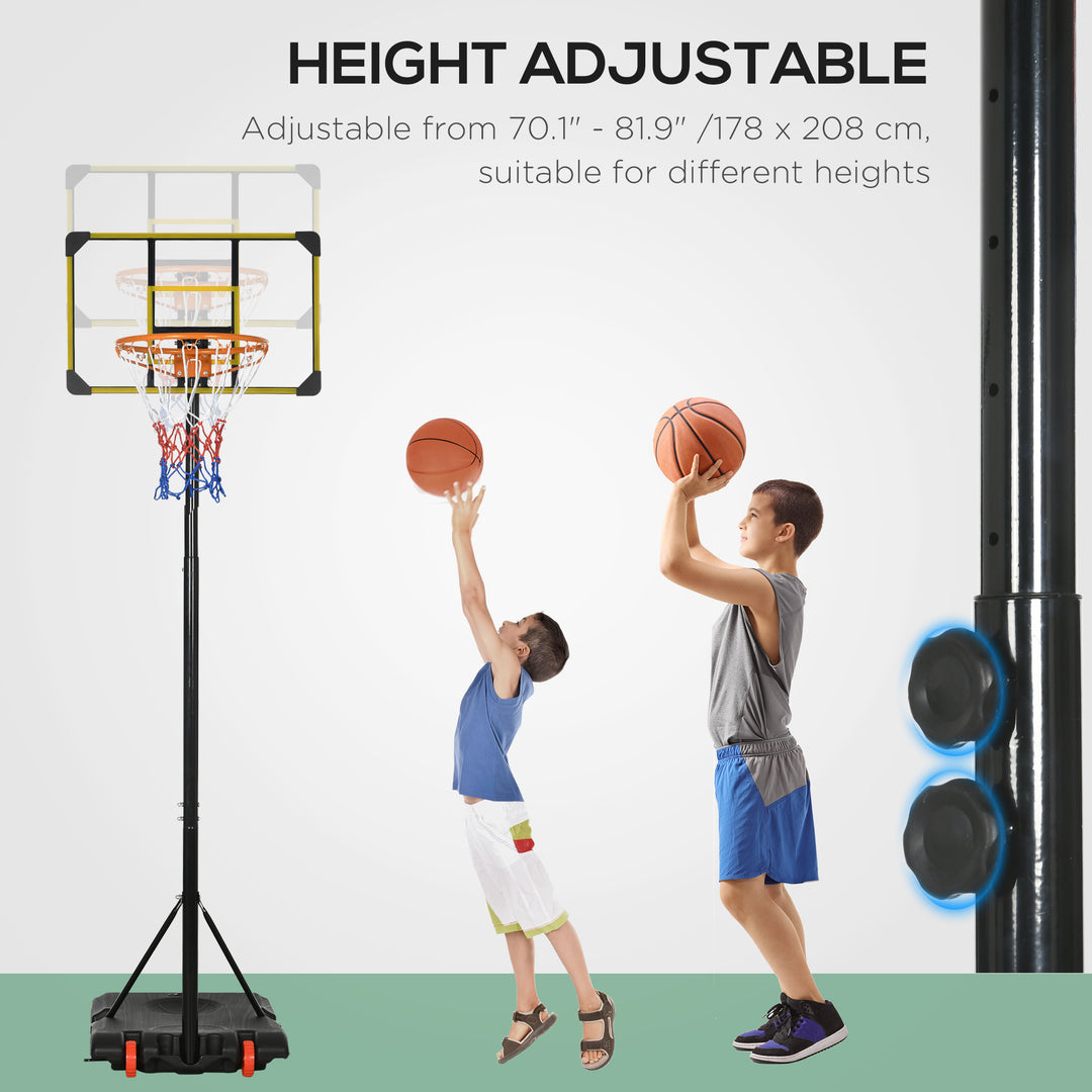 Soozier Adjustable Basketball Hoop and Basketball Stand w/ Sturdy Backboard and Weighted Base, Portable on Wheels