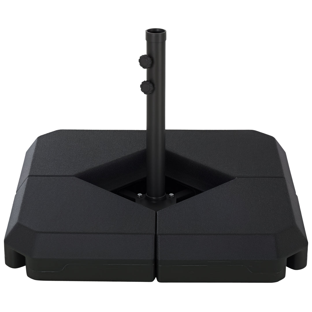 Outsunny Umbrella Stand Fitting 2" Poles and Steel Base with 4 Fillable Plastic Weights, 158lbs Sand or 132lbs Water Filled, Black