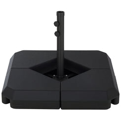 Outsunny Umbrella Stand Fitting 2" Poles and Steel Base with 4 Fillable Plastic Weights, 158lbs Sand or 132lbs Water Filled, Black