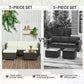 Outsunny 3 Pieces Patio Furniture Set with Cushions, Outdoor PE Rattan Wicker Conversation Corner Sofa Set with Glass Top Table and Adjustable Foot for Garden, Lawn, Cream White