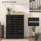 HOMCOM Shoe Storage Cabinet, Shoe Cabinet with 2 Slatted Doors for 15 Pairs of Shoes, Black