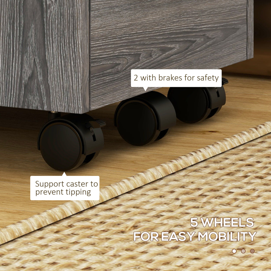 HOMCOM 3 Drawer File Cabinet with Lock and Edged Top, Lockable Filing Cabinet on Wheels for Letter and A4 Size, White